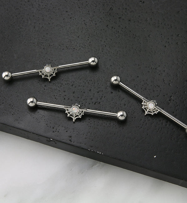 Spider Web White Opalite Industrial Barbell