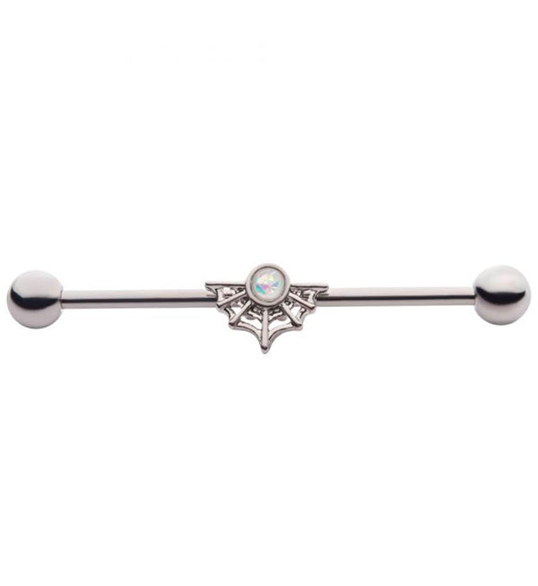 Spider Web White Opalite Industrial Barbell