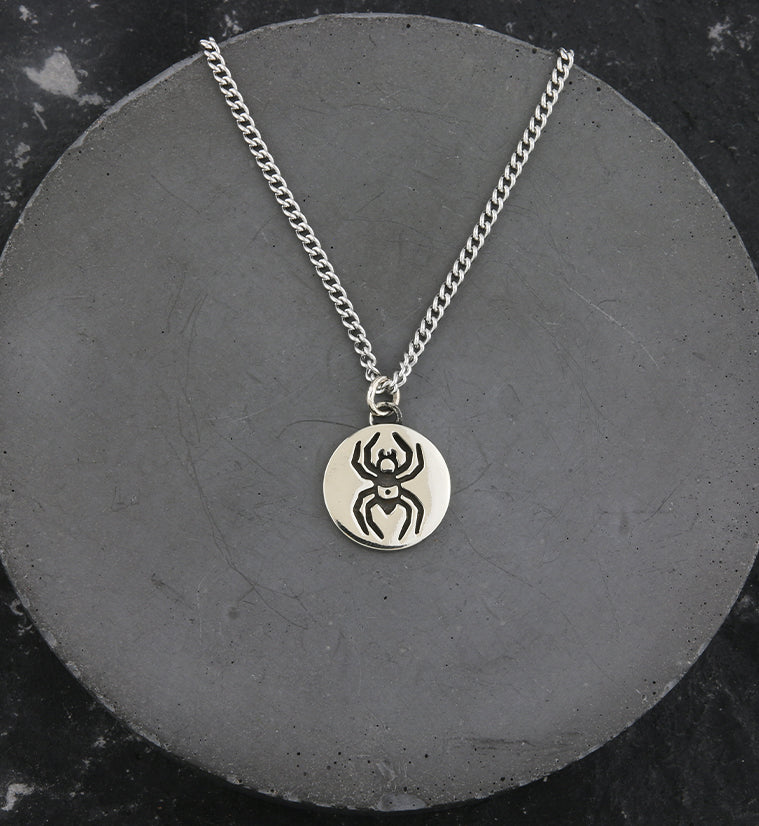 Spider White Brass Charm Necklace