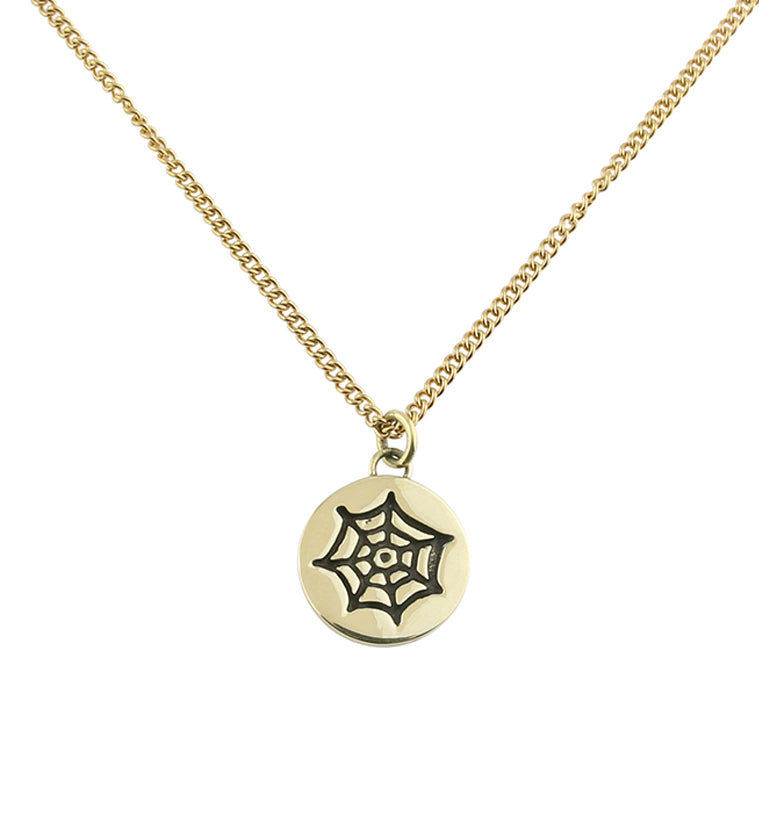 Spiderweb Brass Charm Necklace
