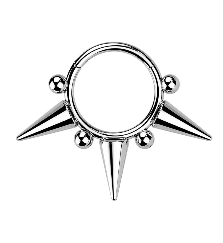 Spike Stainless Steel Hinged Segment Ring
