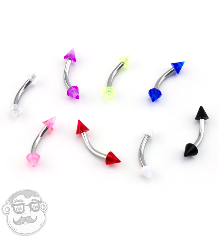 Double Spiked Color Steel Curved Barbell