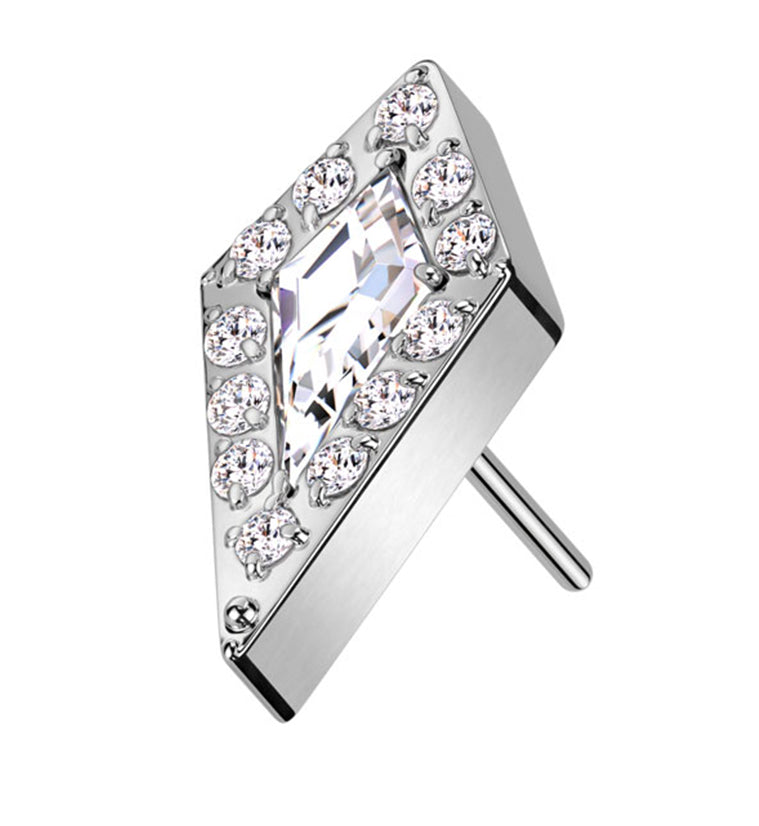 Spire Clear CZ Threadless Titanium Top