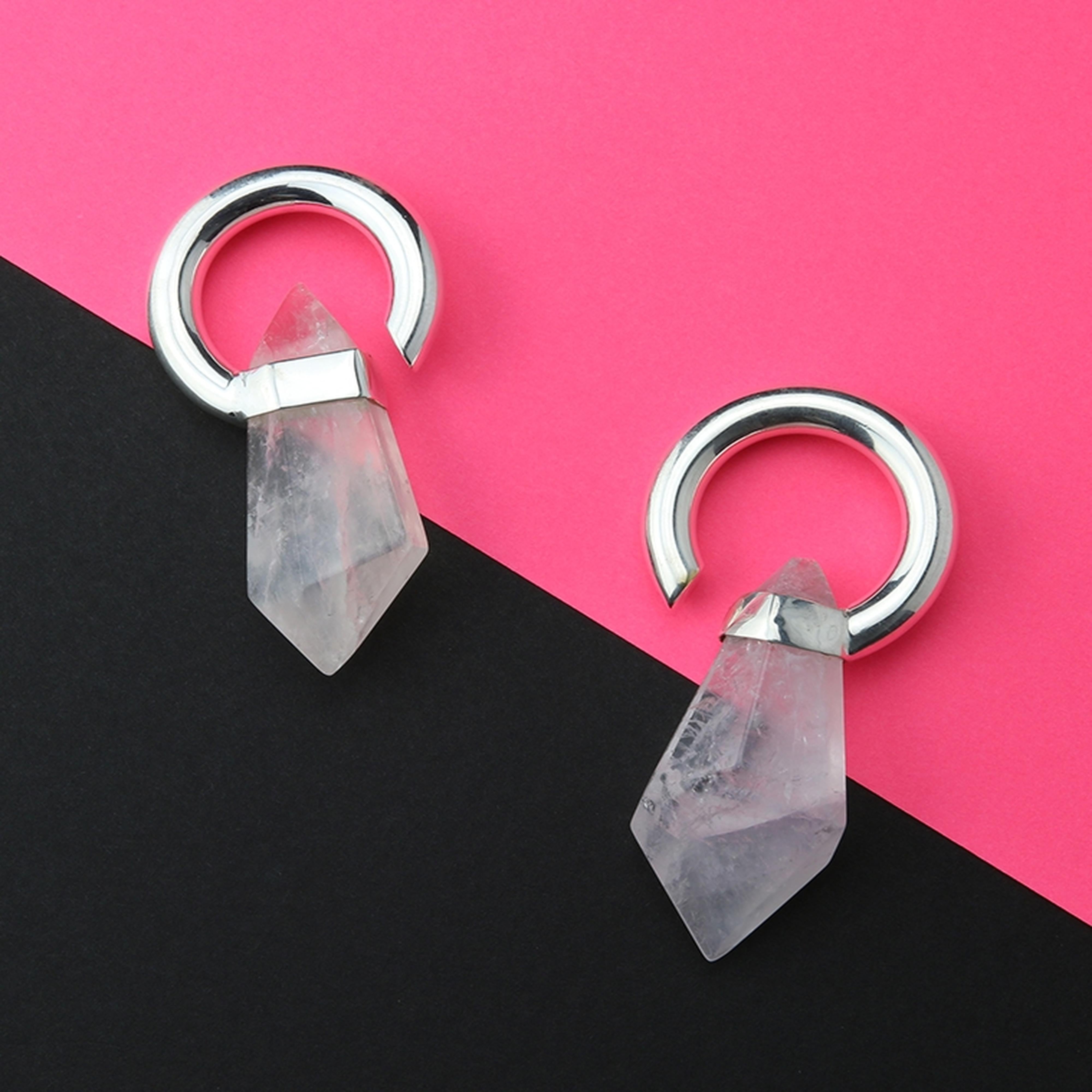 Spire Crystal White Brass Ear Weights