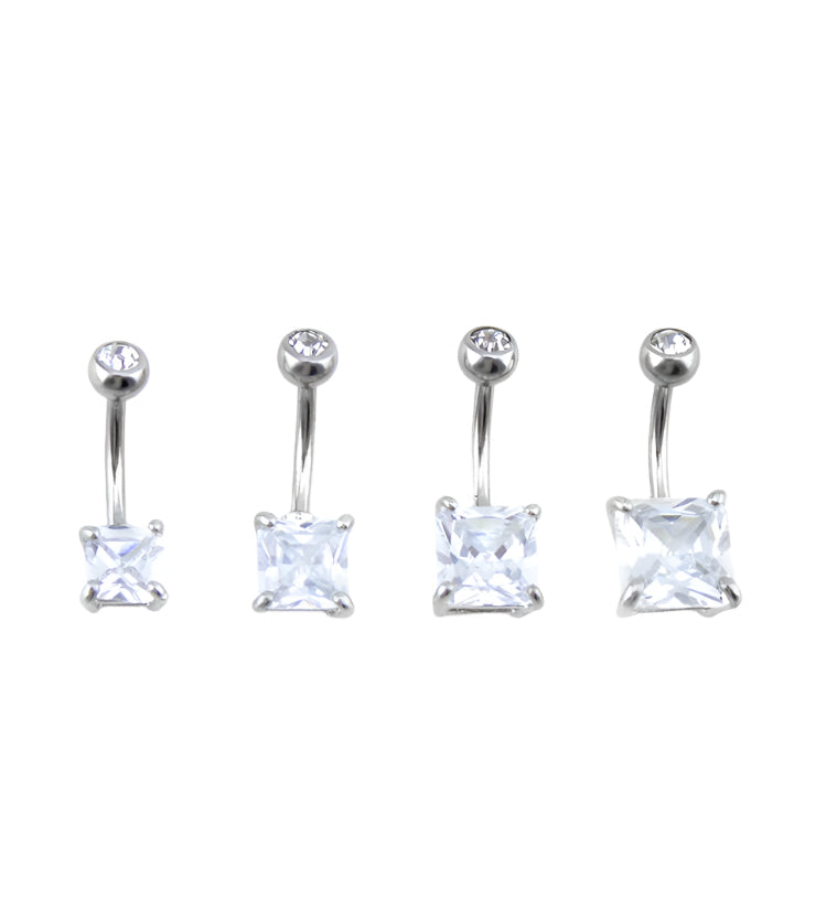 CZ Square Belly Button Ring