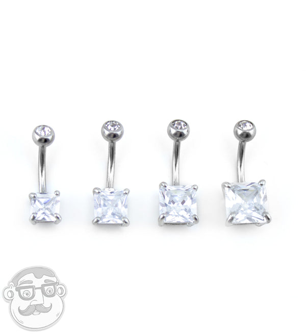 CZ Square Belly Button Ring