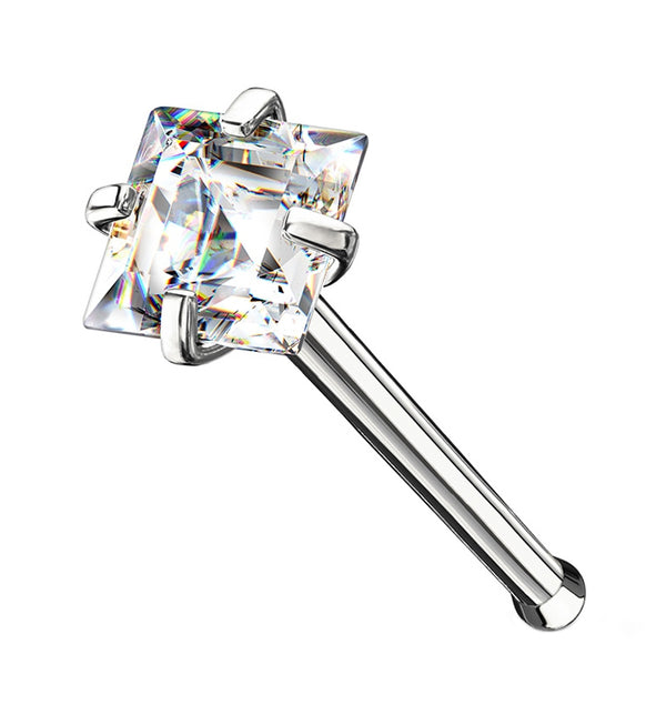 Clear Square CZ Stainless Steel Nose Screw