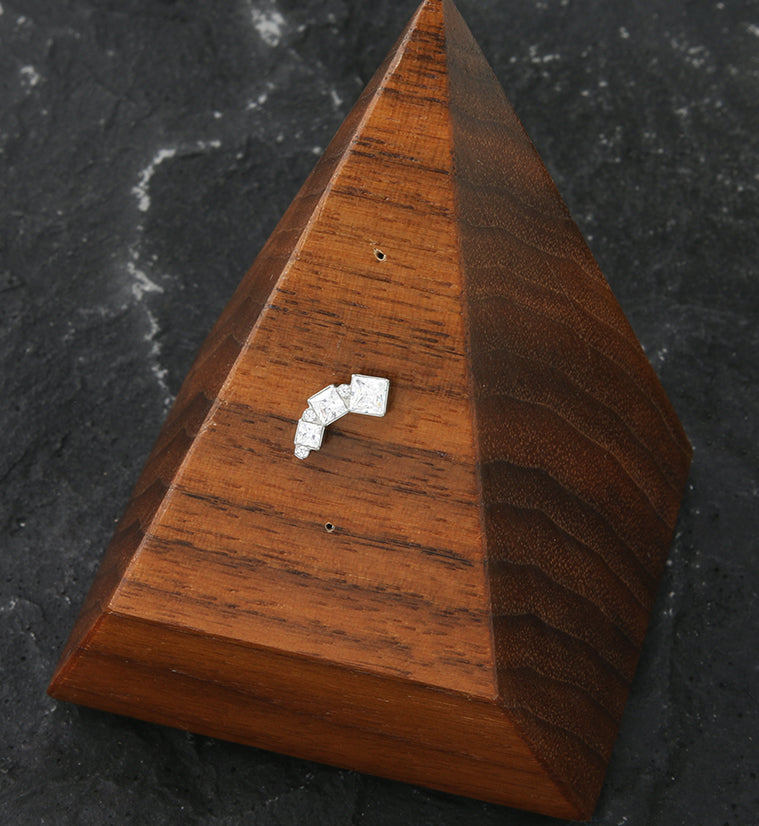 Square Descent Clear CZ Threadless Titanium Top