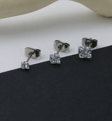 Square Prong CZ Titanium Earrings