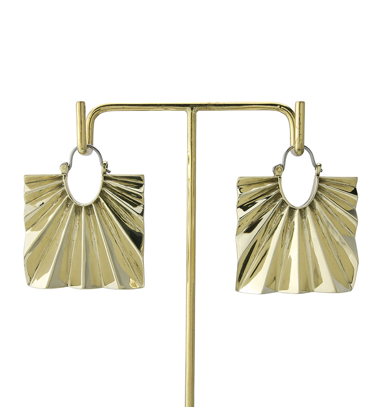 Square Rays Brass Hangers - Earrings