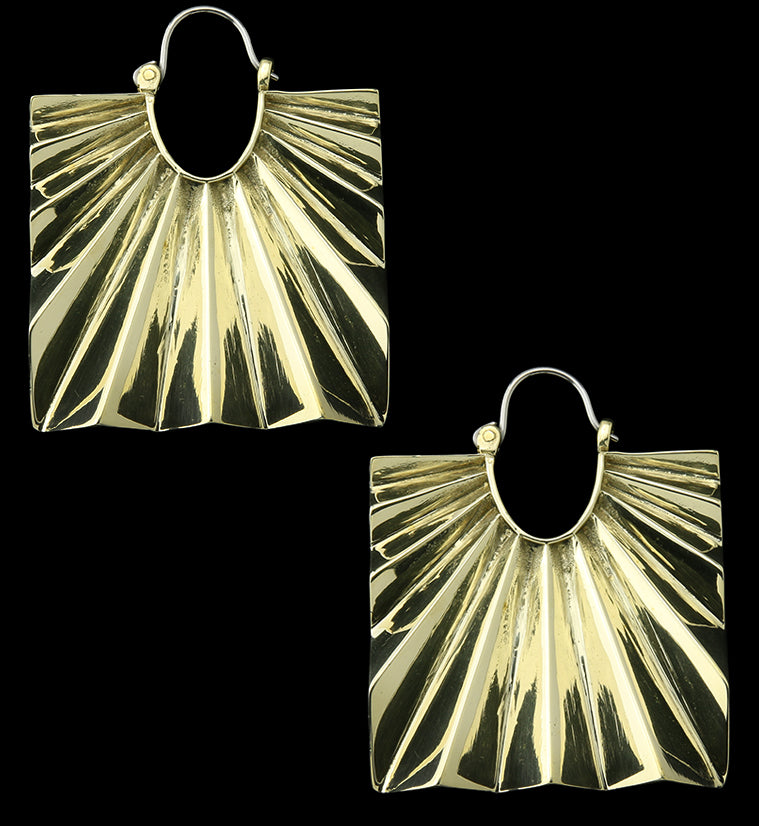 Square Rays Brass Hangers - Earrings
