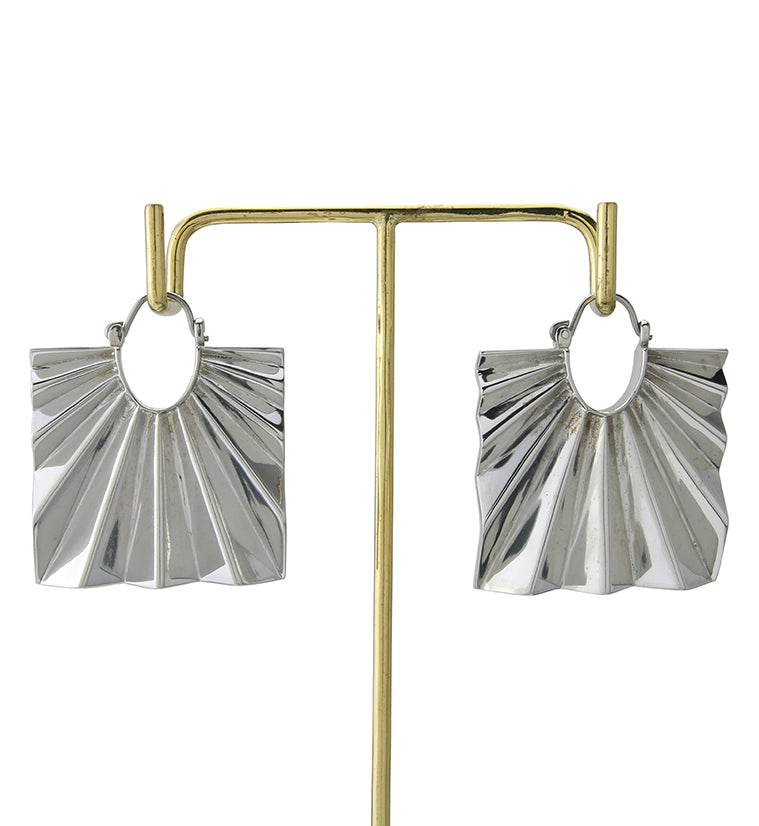 Square Rays White Brass Hangers - Earrings