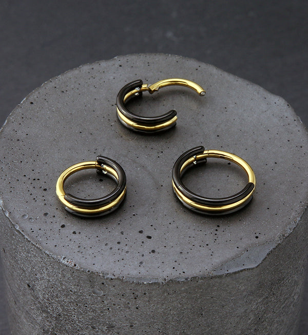 Stacked Black And Yellow Titanium Hinged Segment Ring