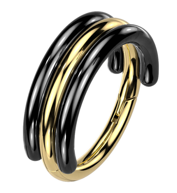 Stacked Black And Yellow Titanium Hinged Segment Ring