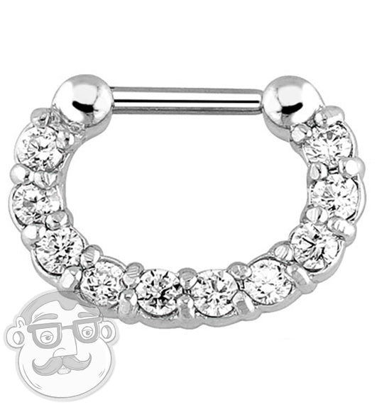 16G Clear Gem Oval Septum Clicker Ring