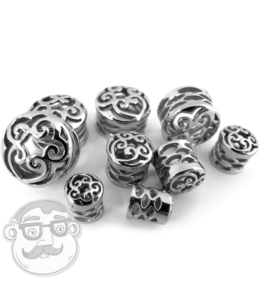 Stainless Steel Heart Swirl Plugs