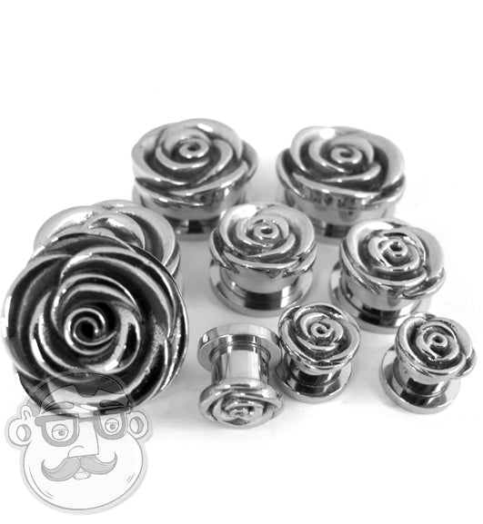 Stainless Steel Rose Bud Plugs