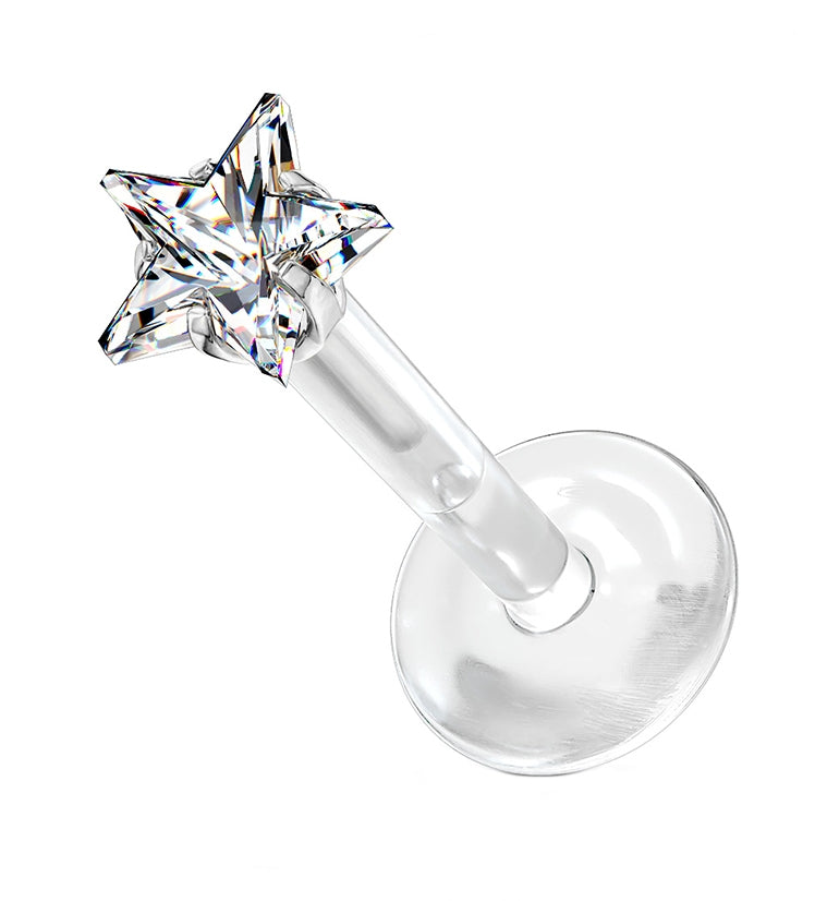 16G Star CZ Bioflex Labret Post