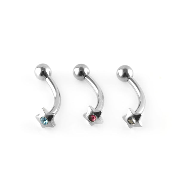 CZ Star Stainless Steel Curved Barbell