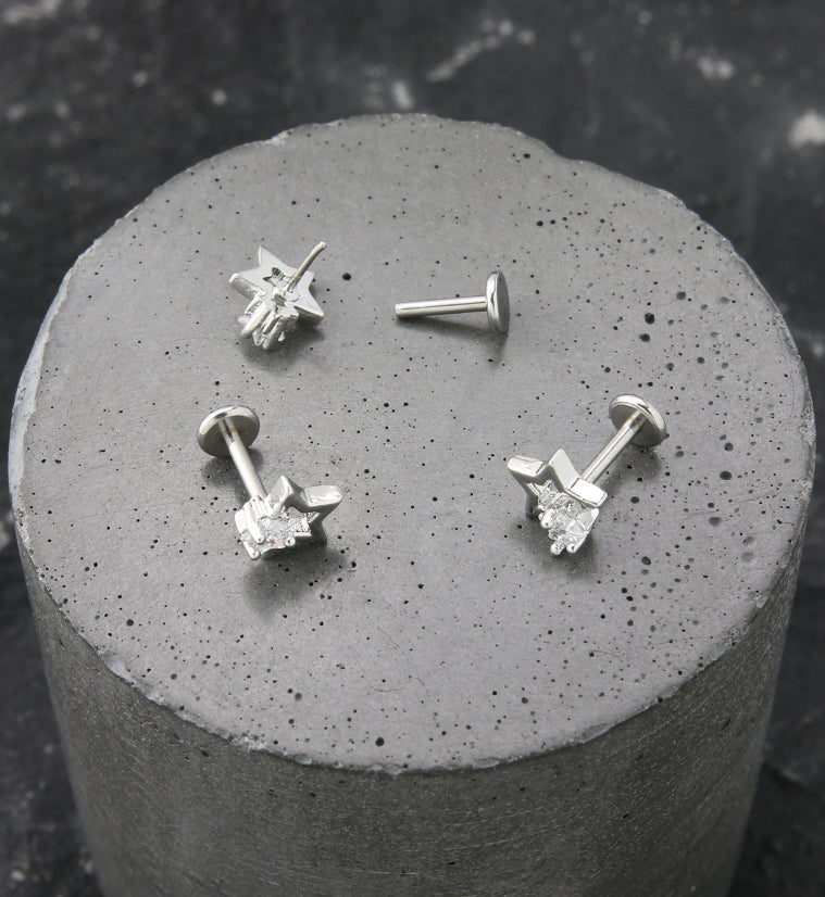 Star CZ Shadow Stainless Steel Threadless Labret