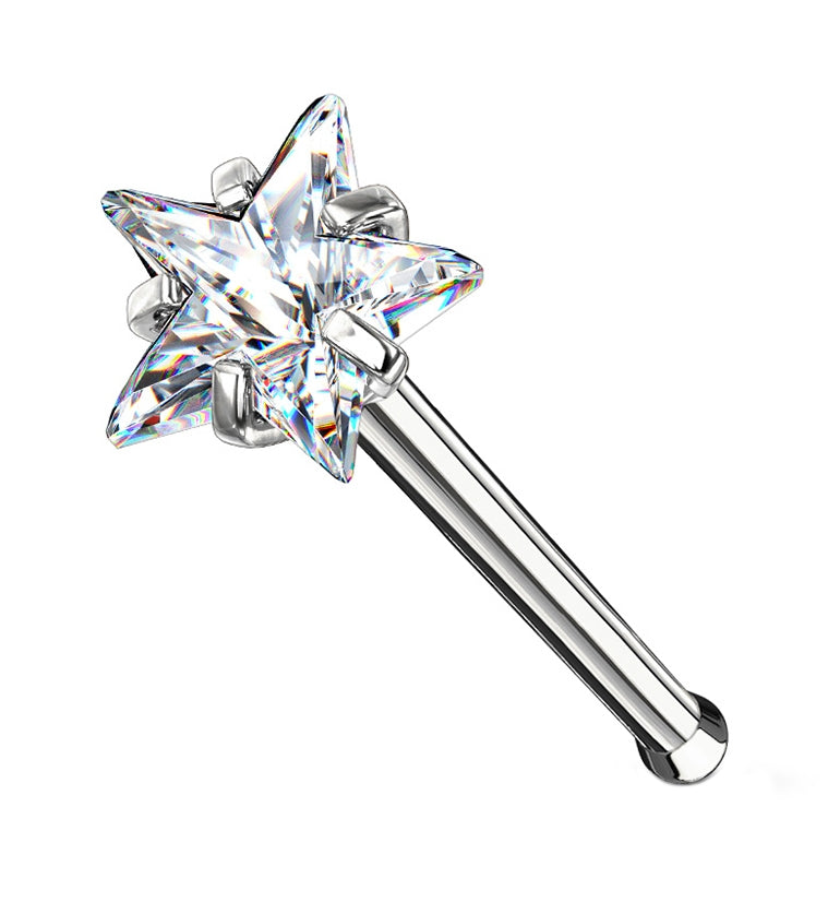 Clear Star CZ Stainless Steel Nosebone