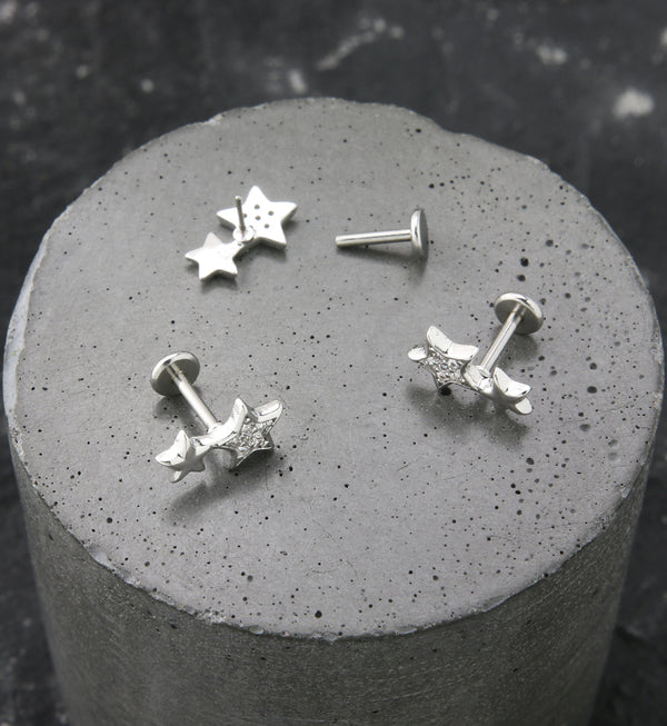 Star Duo CZ Stainless Steel Threadless Labret