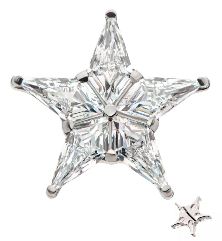 Star Flower Clear CZ Threadless Titanium Top