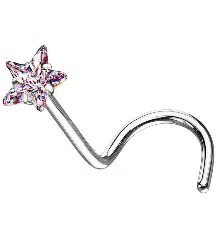 Pink Star CZ Stainless Steel Nose Screw
