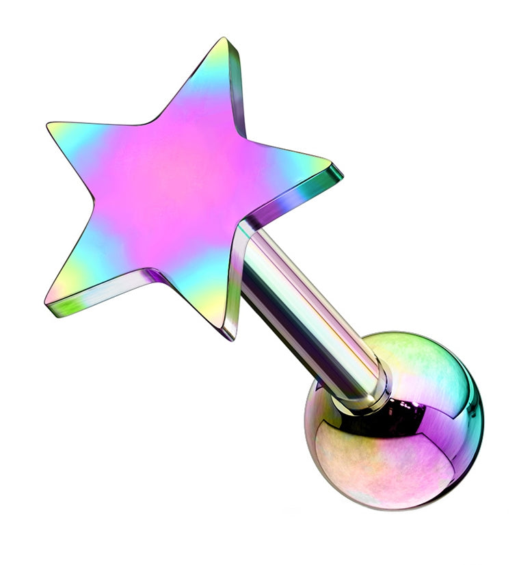 16G Rainbow PVD Star Cartilage Barbell