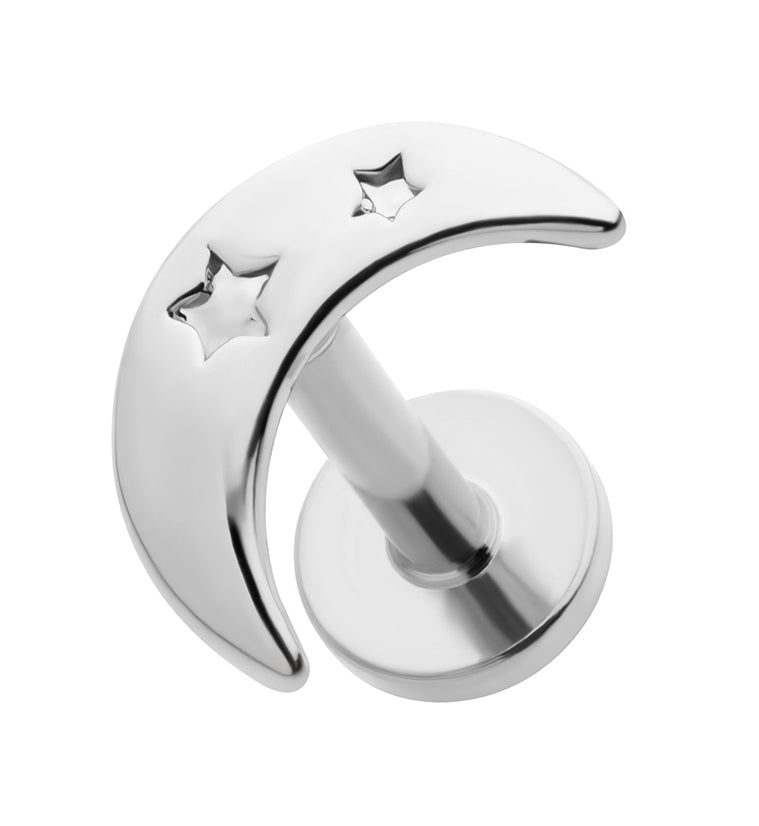 Star Stamp Crescent Stainless Steel Threadless Labret
