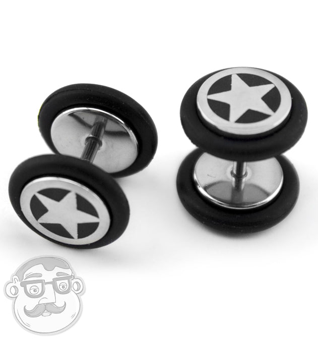 16G Silver Star Steel Fake Plugs