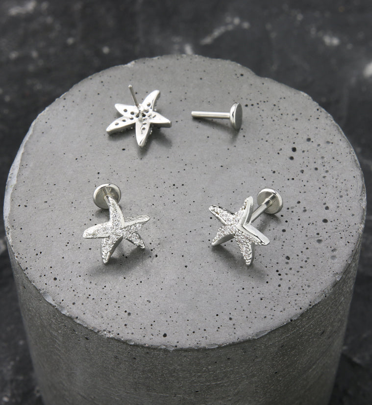 Starfish CZ Stainless Steel Threadless Labret
