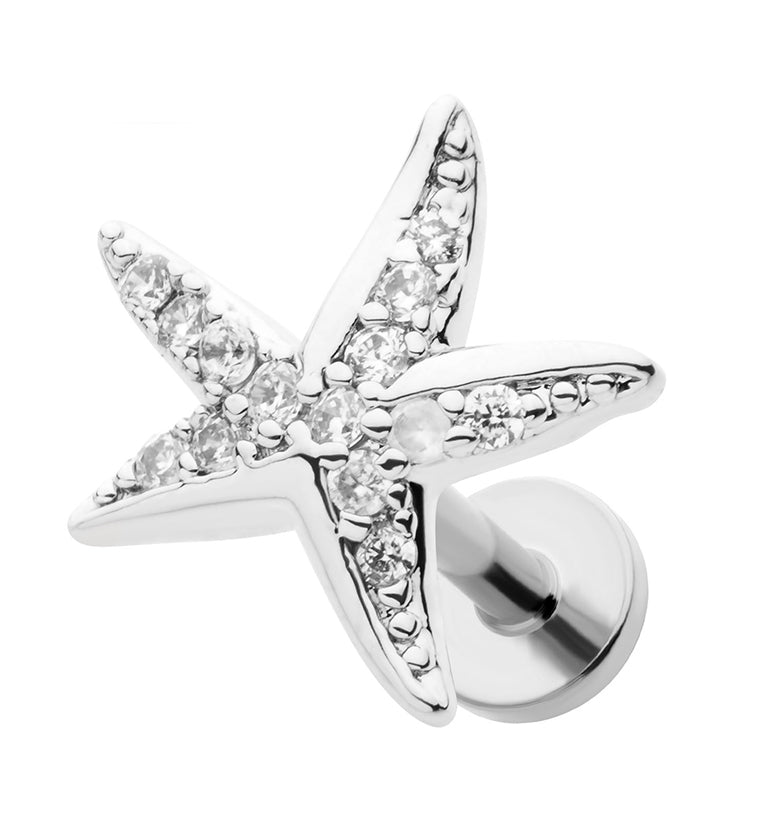 Starfish CZ Stainless Steel Threadless Labret