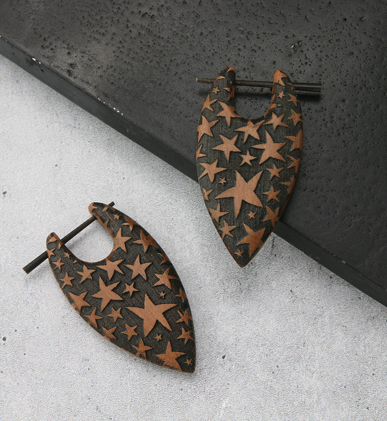Starry Saba Wood Point Earrings