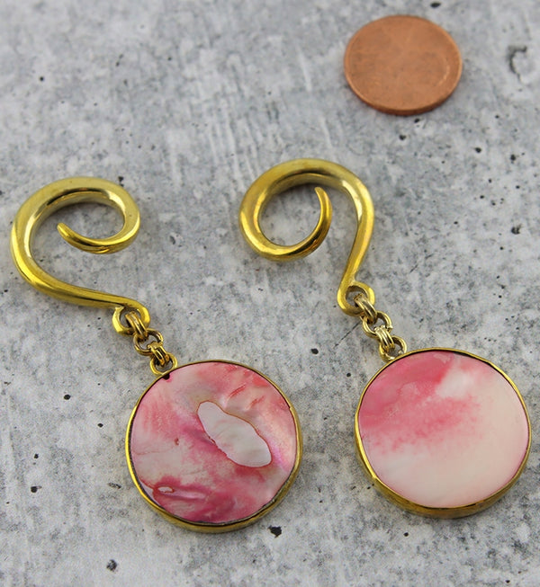 Disk Pink Mother of Pearl Shell Hangers