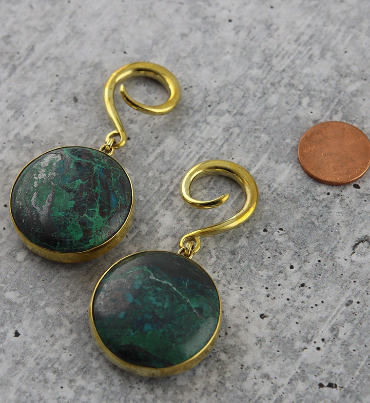 Grand Chrysocolla Stone Hanging Ear Weights