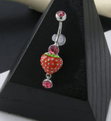 Strawberry Pink CZ Belly Button Ring