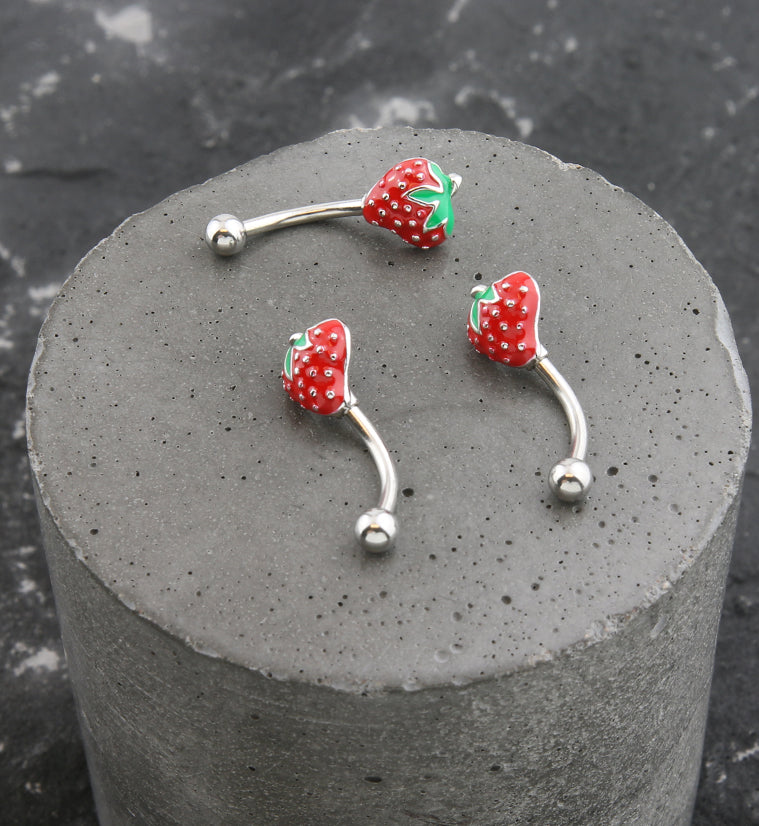 Strawberry Stainless Steel Curved Barbell