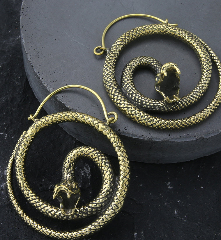 Striking Snake Brass Hangers / Earrings