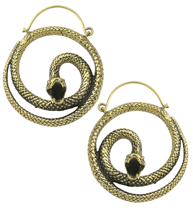 Striking Snake Brass Hangers / Earrings