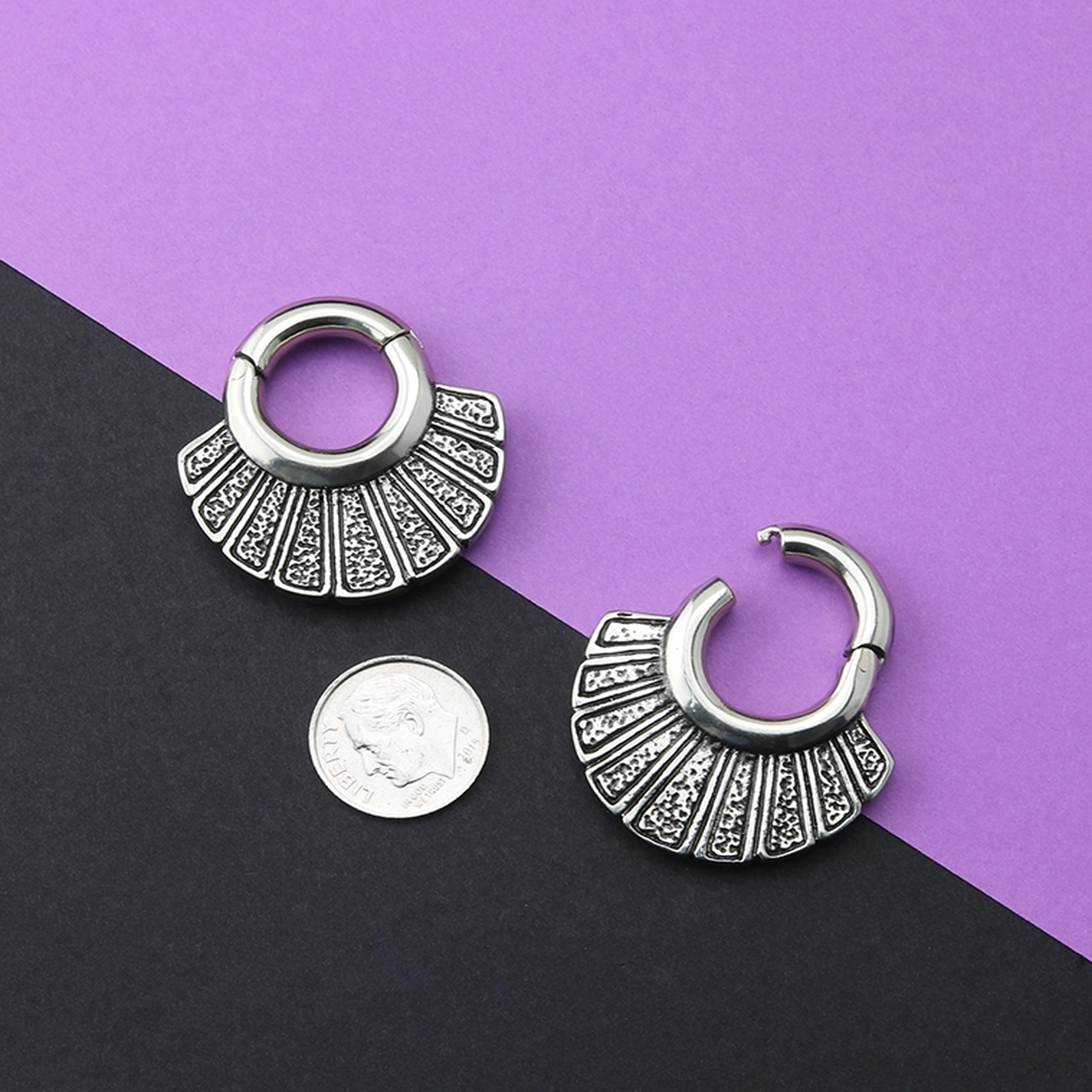 Stroke White Brass Hinged Ear Weights