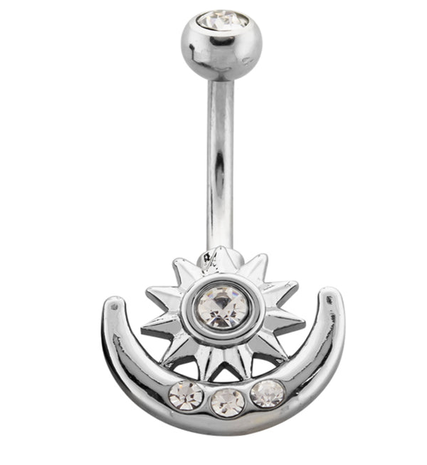 Sun And Moon CZ Belly Button Ring