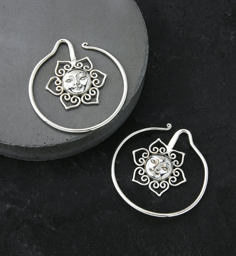 Sun Face White Brass Ear Weights