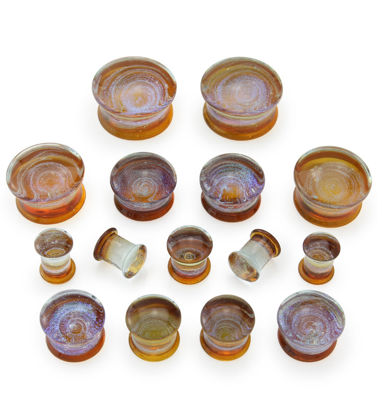 Sunset Cosmos Glass Double Flare Plugs