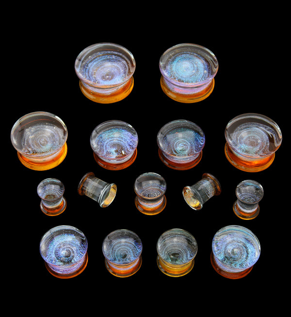 Sunset Cosmos Glass Double Flare Plugs
