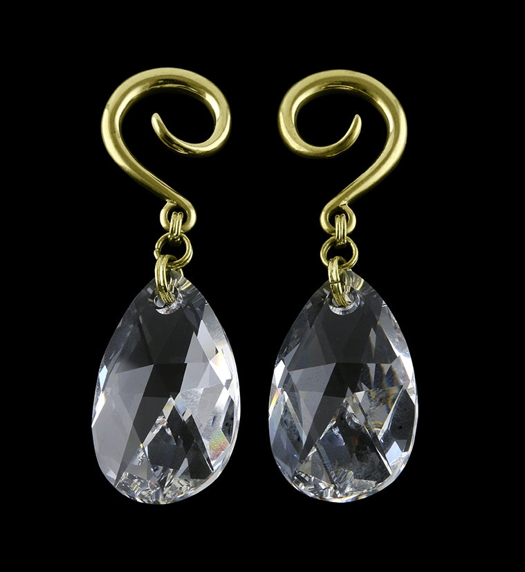 Swarovski Clear Teardrop CZ Brass Ear Weights