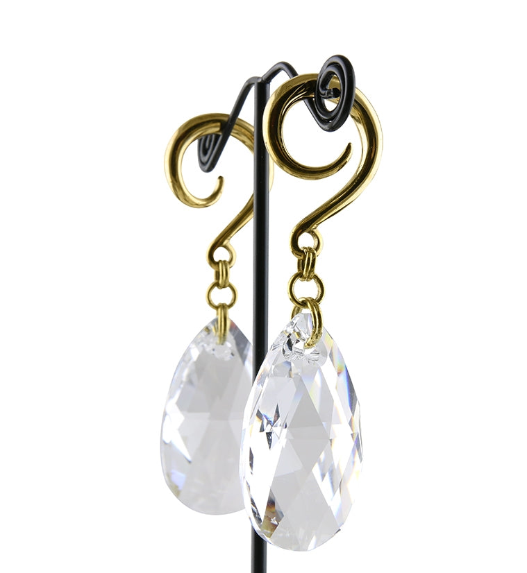 Swarovski Clear Teardrop CZ Brass Ear Weights