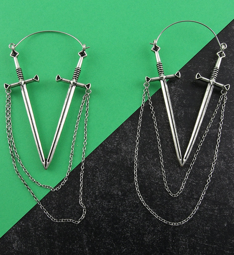 20G Sword & Chain Plug Hoops