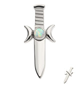 Sword White Opalite Threadless Titanium Top