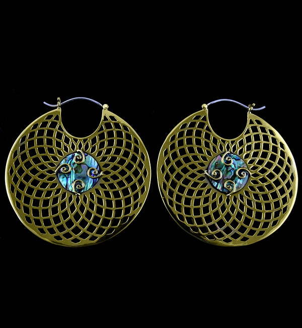 Abalone Shell Symmetrical Brass Earrings / Weights
